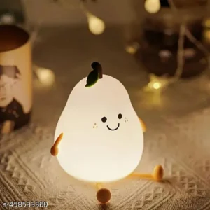 Cute Silicone Pear Night Fluorescent Light For Kids, Usb Rechargeable 3 Step Dimmable Night Light, 7 Colour Changing Touch Sensor Squishy Mini Nursery Lamp For Baby Bedroom Decor