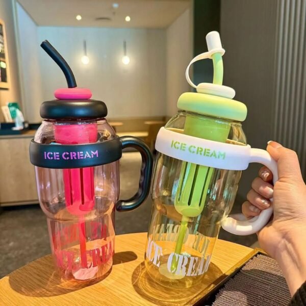 "Ice Cream" Infuser Water Bottle with Handle & Straw - Image 4