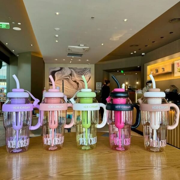 "Ice Cream" Infuser Water Bottle with Handle & Straw - Image 2