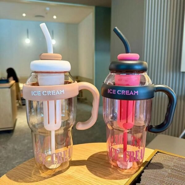 "Ice Cream" Infuser Water Bottle with Handle & Straw - Image 5
